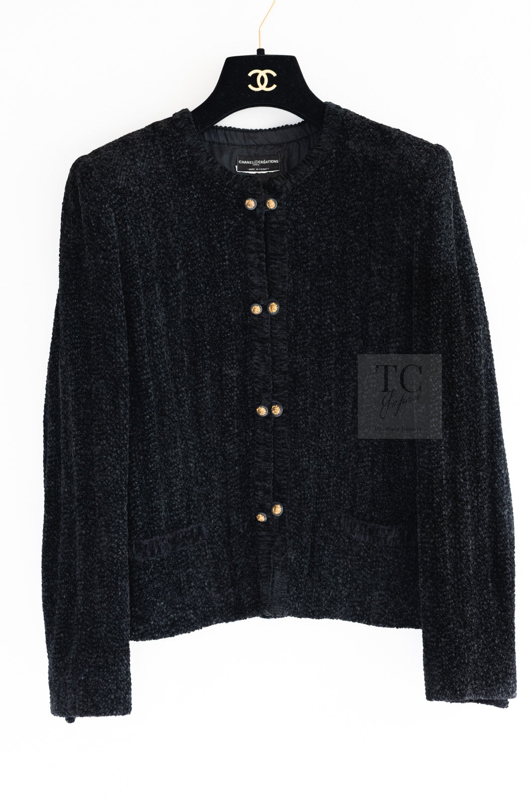 『ヴィンテージ』CHANEL ブラック ツイードジャケット CHANEL シャネル ツイードジャケット 08A P33858V18196 サイズ38