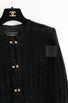 CHANEL Vintage Creations Little Black Jacket Lion Buttons Collarless 36 38 シャネル ヴィンテージ リトル ブラック ジャケット ライオン ボタン ベロア ベルベット ノーカラー 即発