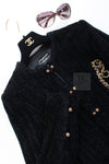 CHANEL Vintage Creations Little Black Jacket Lion Buttons Collarless 36 38 シャネル ヴィンテージ リトル ブラック ジャケット ライオン ボタン ベロア ベルベット ノーカラー 即発