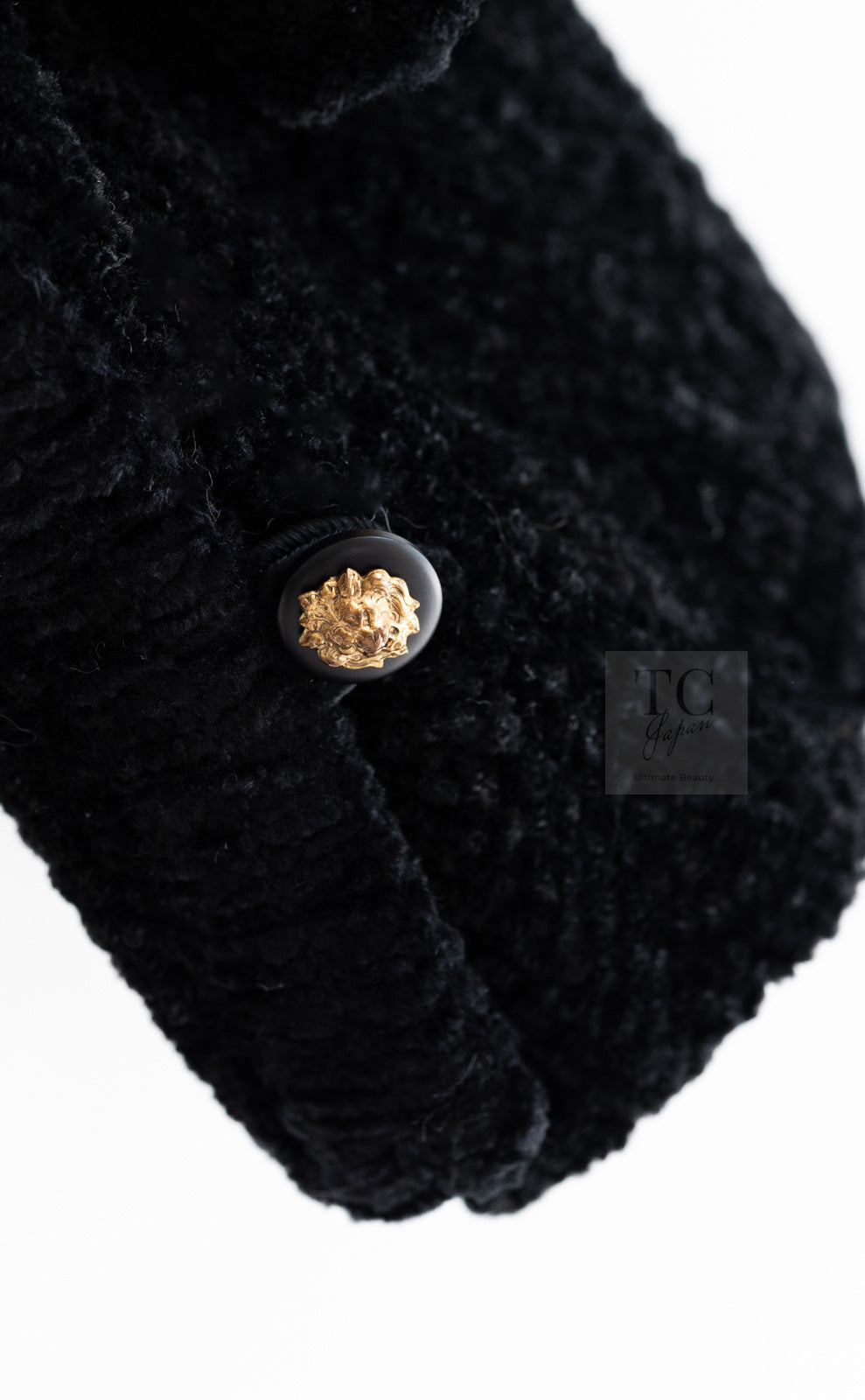 ヴィンテージ　シャネル　黒　ジャケット　ボタン黒✕金　36 シャネル ヴィンテージ ジャケット スーツ CHANEL ブラック ライオン