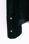 CHANEL Vintage Creations Little Black Jacket Lion Buttons Collarless 36 38 シャネル ヴィンテージ リトル ブラック ジャケット ライオン ボタン ベロア ベルベット ノーカラー 即発