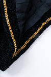 CHANEL Vintage Creations Little Black Jacket Lion Buttons Collarless 36 38 シャネル ヴィンテージ リトル ブラック ジャケット ライオン ボタン ベロア ベルベット ノーカラー 即発