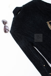CHANEL Vintage Creations Little Black Jacket Lion Buttons Collarless 36 38 シャネル ヴィンテージ リトル ブラック ジャケット ライオン ボタン ベロア ベルベット ノーカラー 即発