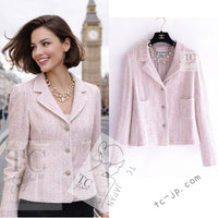CHANEL 05C Pink Ivory Silk Cotton Tweed Jacket 40 シャネル ピンク アイボリー シルク コットン ツイード ジャケット 即発