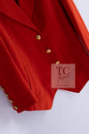 CHANEL 89S Vintage Coral Red CC Gold Button Cottn Jacket 38 シャネル ヴィンテージ コーラル レッド CC ゴールドボタン コットン ジャケット 即発