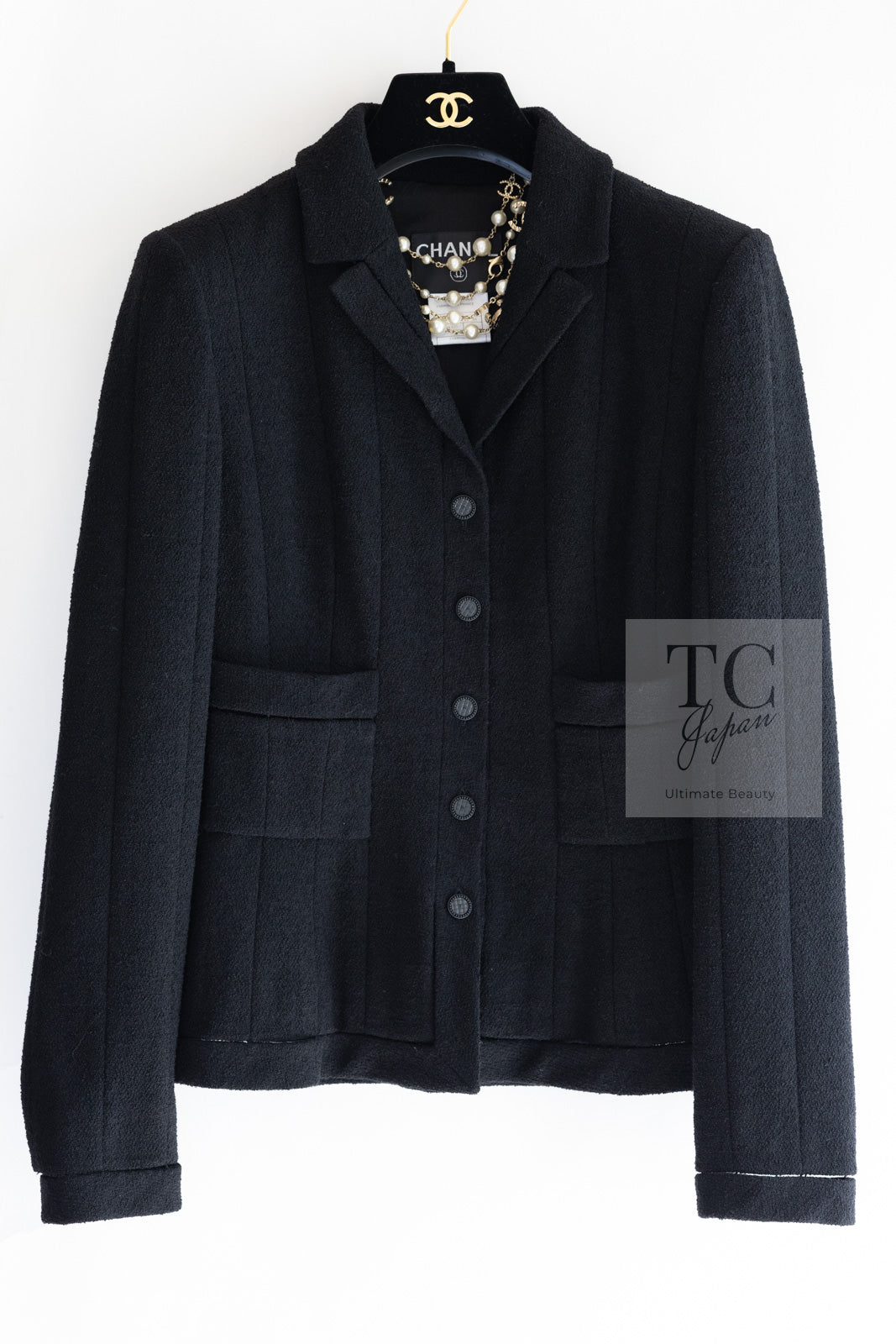 CHANEL 03A Black CC Buttons Wool Jacket 36 シャネル ブラック ココ ボタン ウール ジャケット 即発