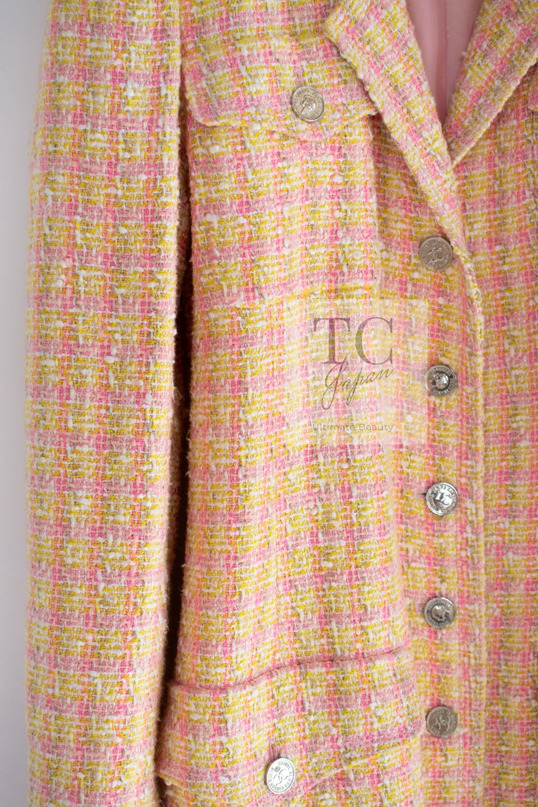 シャネル コート CHANEL ピンク イエロー マルチカラー コットン