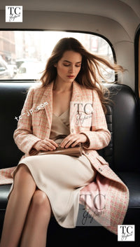 CHANEL 96S pink yellow multicolor cotton wool tweed jacket coat / シャネル ピンク イエロー マルチカラー コットン ジャケット コート