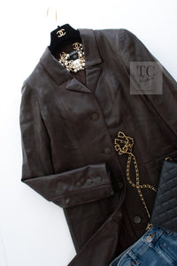 CHANEL 04PF Brown Lambskin Leather Jacket Coat 38 シャネル ブラウン ラムスキン レザー ジャケット コート 即発