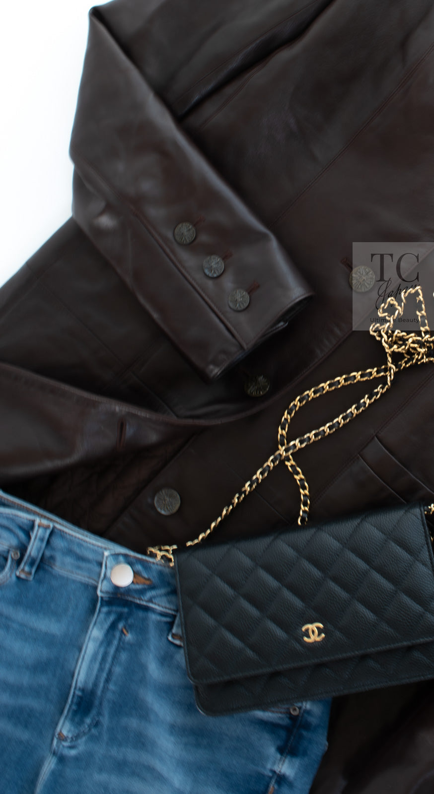 CHANEL 04PF Brown Lambskin Leather Jacket Coat 38 シャネル ブラウン ラムスキン レザー ジャケット コート 即発