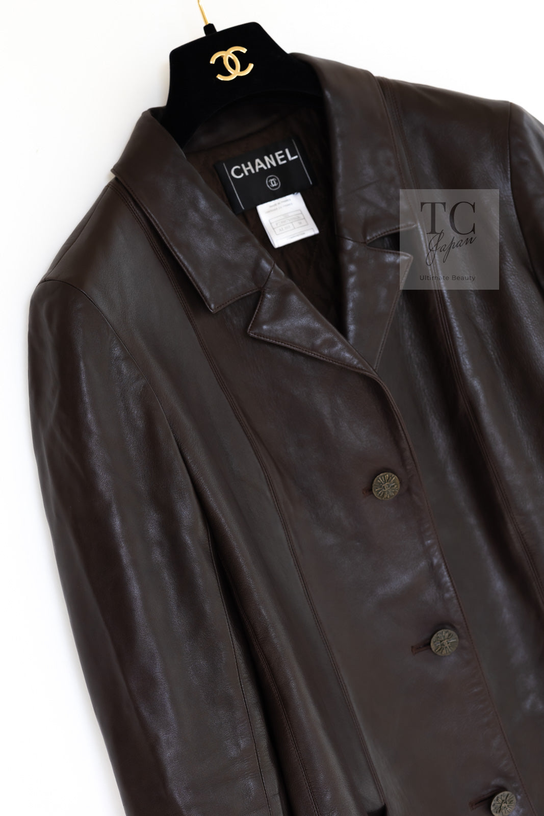 CHANEL 04PF Brown Lambskin Leather Jacket Coat 38 シャネル ブラウン ラムスキン レザー ジャケット コート 即発