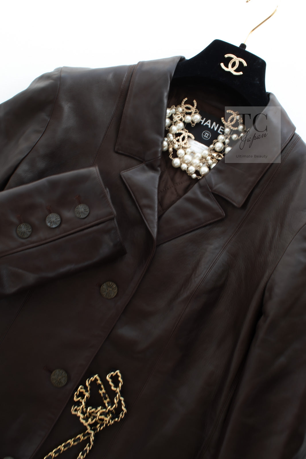 CHANEL 04PF Brown Lambskin Leather Jacket Coat 38 シャネル ブラウン ラムスキン レザー ジャケット コート 即発