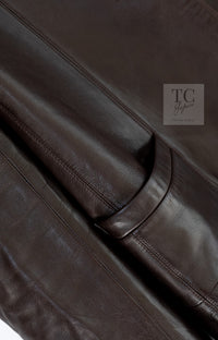 CHANEL 04PF Brown Lambskin Leather Jacket Coat 38 シャネル ブラウン ラムスキン レザー ジャケット コート 即発