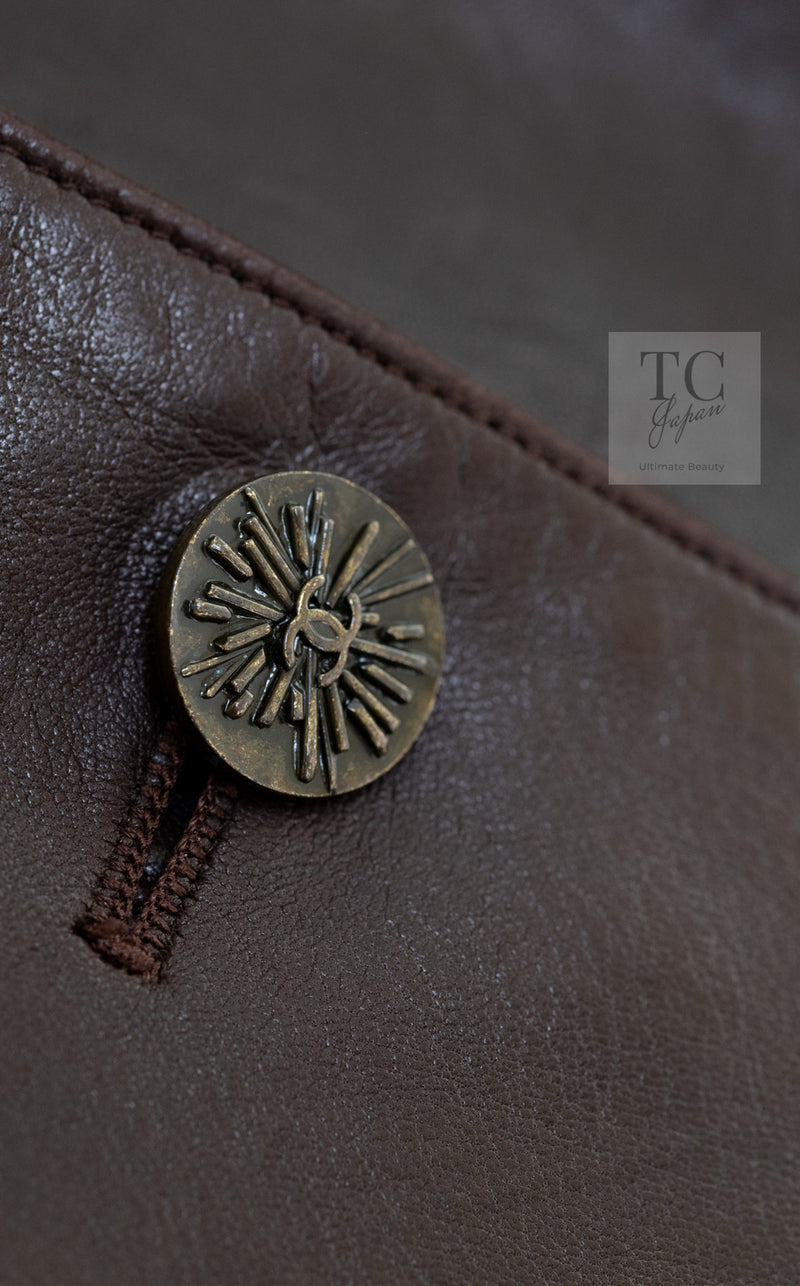 CHANEL 04PF Brown Lambskin Leather Jacket Coat 38 シャネル ブラウン ラムスキン レザー ジャケット コート 即発