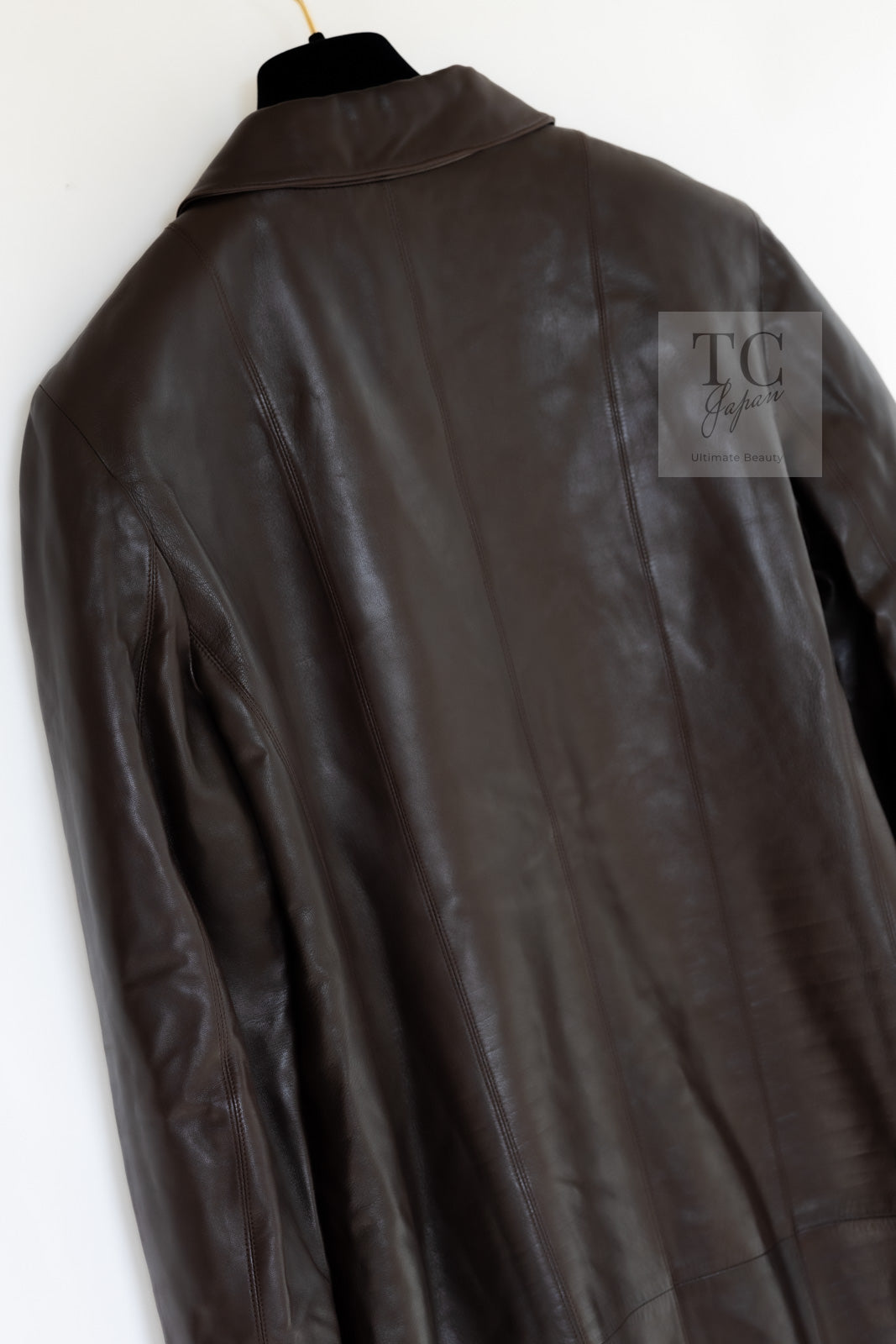 CHANEL 04PF Brown Lambskin Leather Jacket Coat 38 シャネル ブラウン ラムスキン レザー ジャケット コート 即発