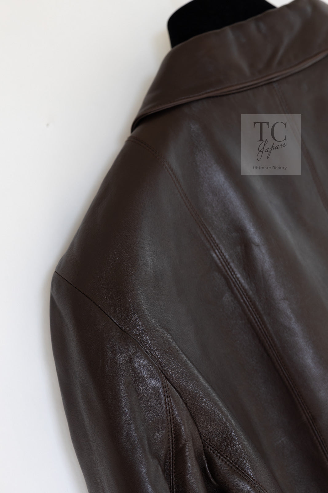 CHANEL 04PF Brown Lambskin Leather Jacket Coat 38 シャネル ブラウン ラムスキン レザー ジャケット コート