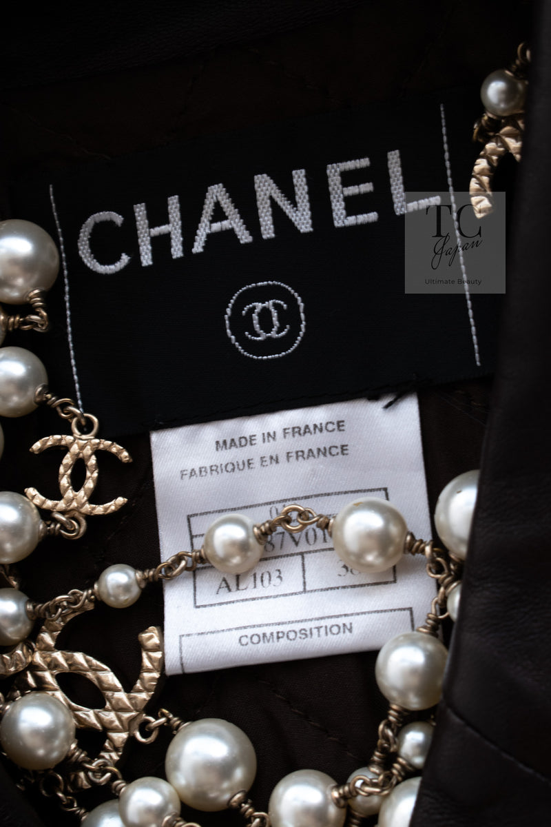 CHANEL 04PF Brown Lambskin Leather Jacket Coat 38 シャネル ブラウン ラムスキン レザー ジャケット コート 即発