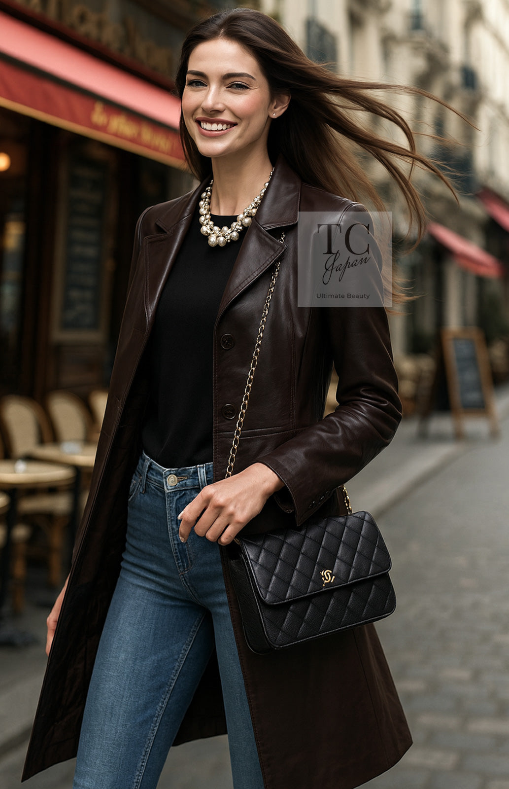CHANEL 04PF Brown Lambskin Leather Jacket Coat 38 シャネル ブラウン ラムスキン レザー ジャケット コート
