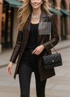 CHANEL 04PF Brown Lambskin Leather Jacket Coat 38 シャネル ブラウン ラムスキン レザー ジャケット コート
