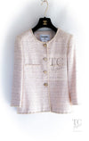 CHANEL 10S Pale Beige Pink Ivory Cotton Tweed Jacket 38 シャネル ペール ベージュ ピンク アイボリー コットン ツイード ジャケット 即発