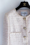 CHANEL 10S Pale Beige Pink Ivory Cotton Tweed Jacket 38 シャネル ペール ベージュ ピンク アイボリー コットン ツイード ジャケット 即発