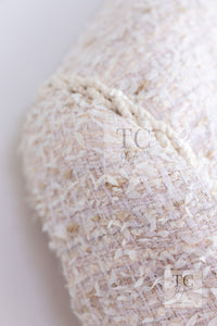 CHANEL 10S Pale Beige Pink Ivory Cotton Tweed Jacket 38 シャネル ペール ベージュ ピンク アイボリー コットン ツイード ジャケット 即発