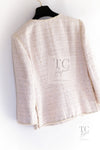 CHANEL 10S Pale Beige Pink Ivory Cotton Tweed Jacket 38 シャネル ペール ベージュ ピンク アイボリー コットン ツイード ジャケット 即発