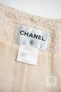 CHANEL 10S Pale Beige Pink Ivory Cotton Tweed Jacket 38 シャネル ペール ベージュ ピンク アイボリー コットン ツイード ジャケット 即発