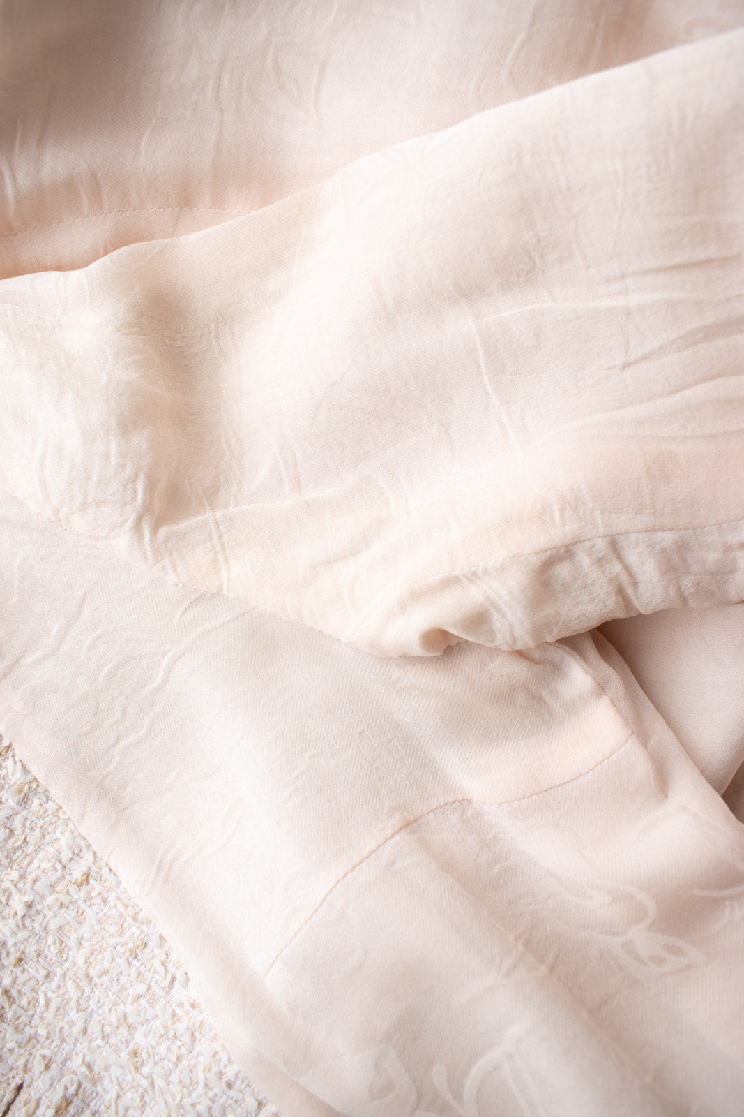 CHANEL 10S Pale Beige Pink Ivory Cotton Tweed Jacket 34 36 シャネル ペール ベージュ ピンク アイボリー コットン ツイード ジャケット 即発