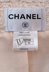 CHANEL Jacket 10S Pale Beige Pink Ivory Cotton Tweed 34 36 42 | INT