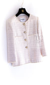 CHANEL 10S Pale Beige Pink Ivory Cotton Tweed Jacket 36 シャネル ペール ベージュ ピンク アイボリー コットン ツイード ジャケット 即発