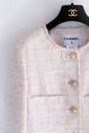 CHANEL 10S Pale Beige Pink Ivory Cotton Tweed Jacket 36 シャネル ペール ベージュ ピンク アイボリー コットン ツイード ジャケット 即発
