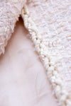CHANEL 10S Pale Beige Pink Ivory Cotton Tweed Jacket 36 シャネル ペール ベージュ ピンク アイボリー コットン ツイード ジャケット 即発