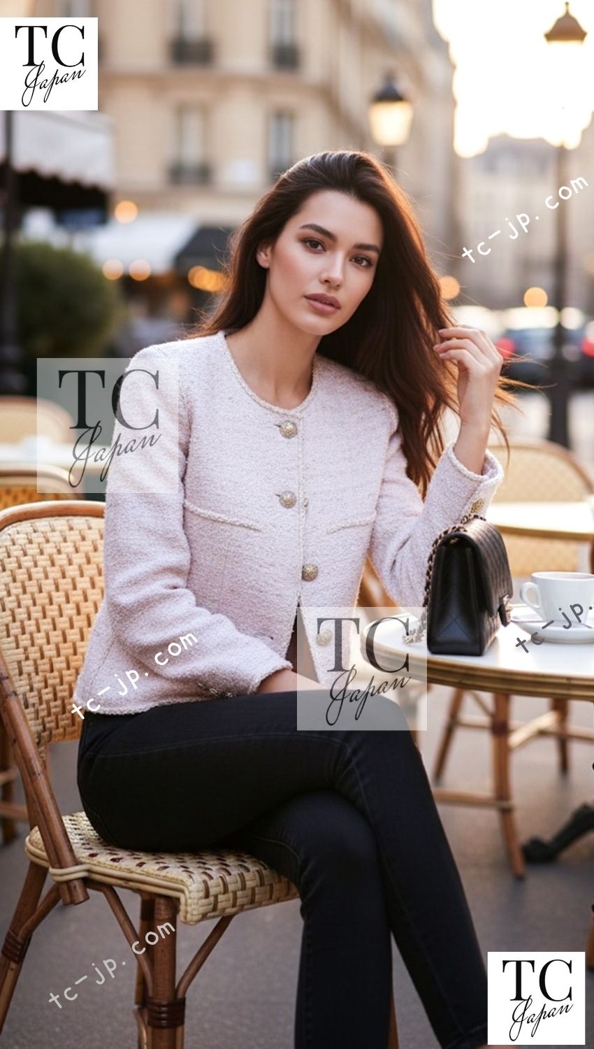 CHANEL 10S Pale Beige Pink Ivory Cotton Tweed Jacket 34 36 シャネル ペール ベージュ ピンク アイボリー コットン ツイード ジャケット 即発