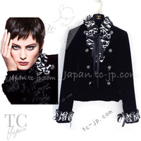 CHANEL 08PF Black Velvet Ribbon Jacket Metiers d'Art 34 シャネル ブラック ベルベット 職人技の結集 リボン細工 メティエダール ジャケット 即発