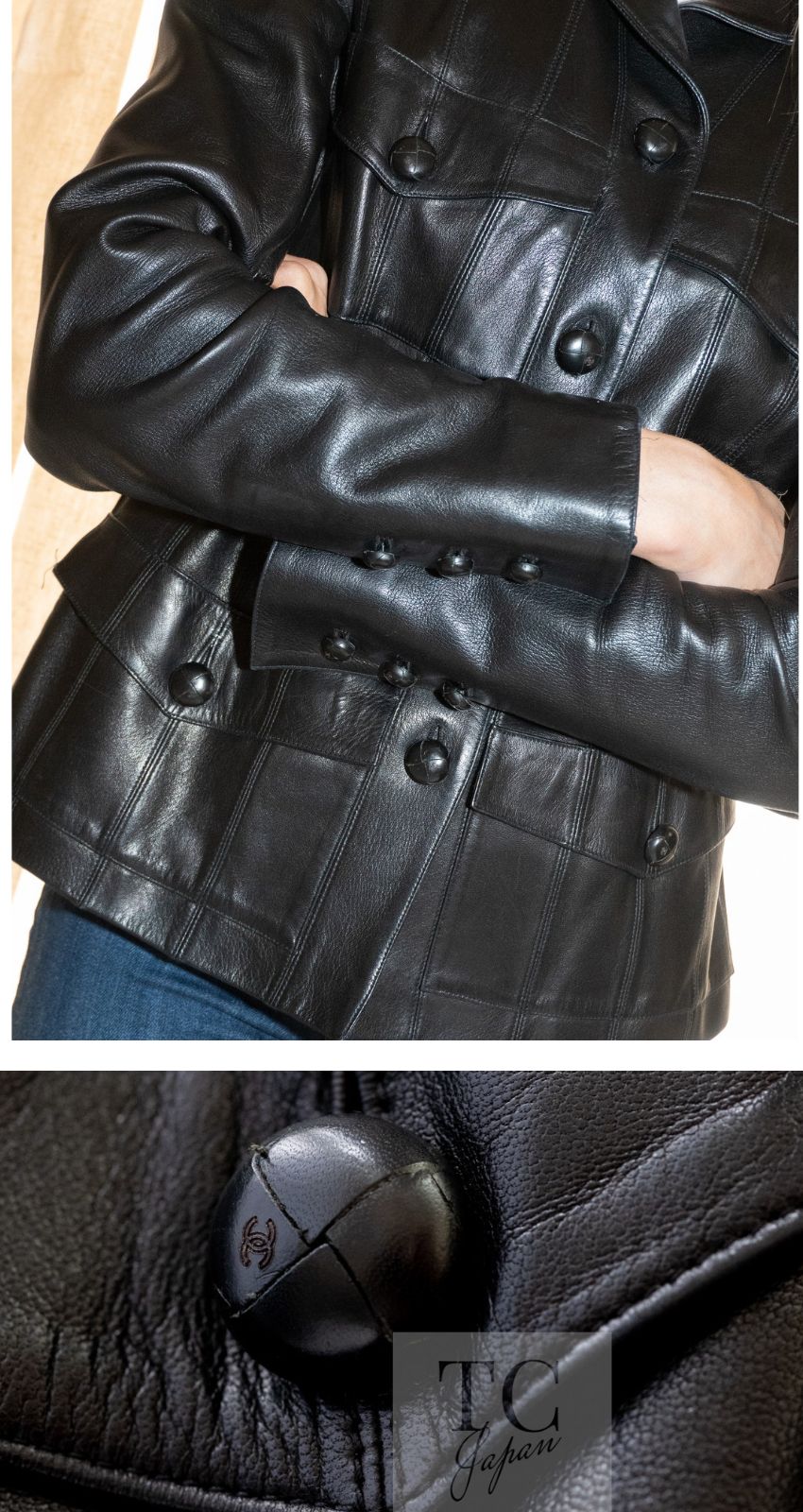 シャネル ジャケット CHANEL ブラック ラム レザー 03A Black