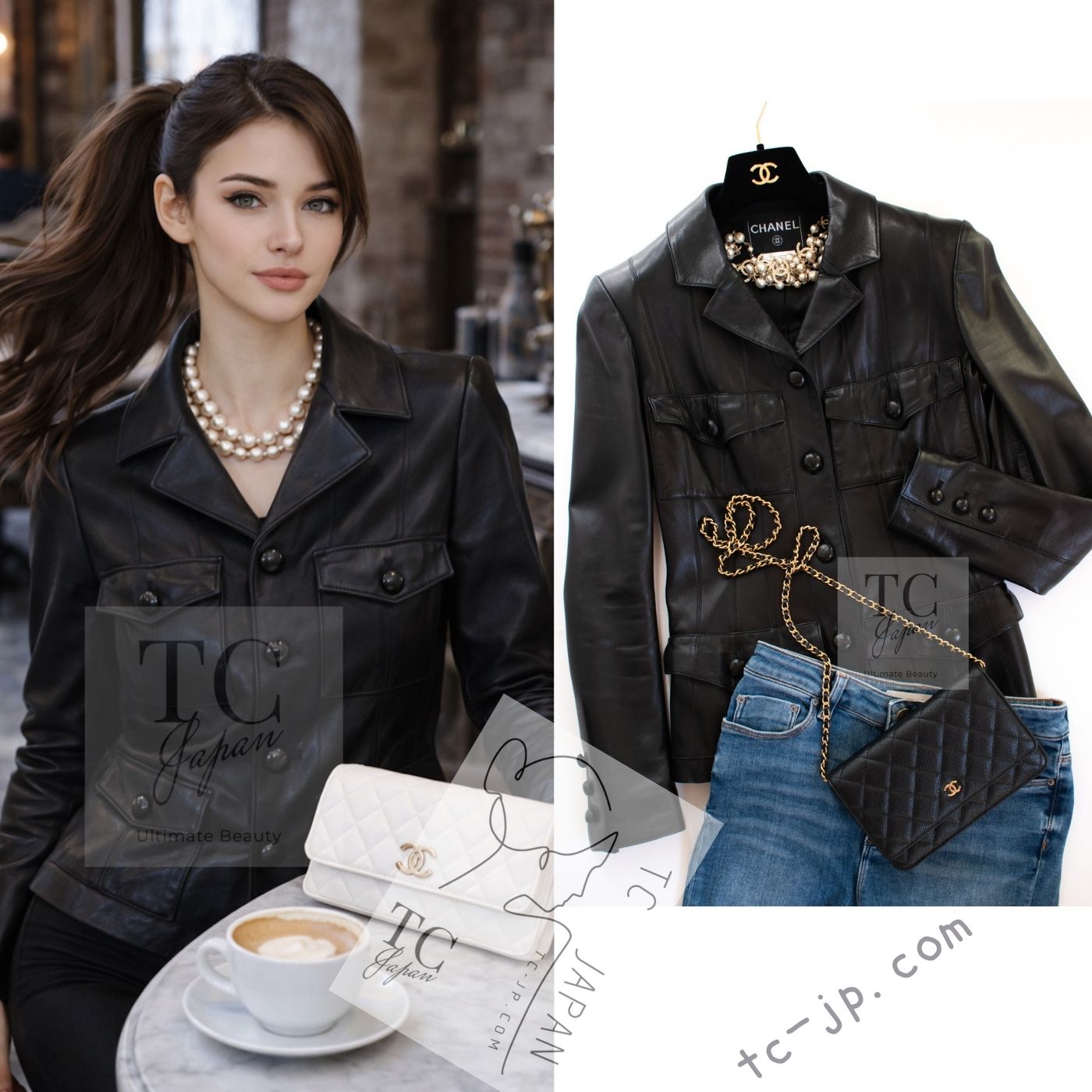 CHANEL Jacket 03A Black Lambskin Leather 38 for International