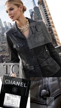 CHANEL 03A Black Lambskin Leather Jacket 38 シャネル ブラック ラム レザー ジャケット 即発
