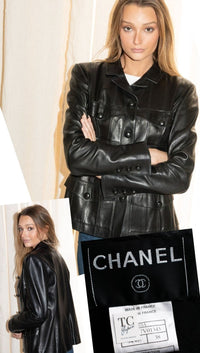 CHANEL 03A Black Lambskin Leather Jacket 38 シャネル ブラック ラム レザー ジャケット 即発