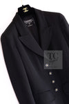 CHANEL 97S Vintage Black Wool 100% Basic Blazer Jacket 38 40 シャネル ヴィンテージ ブラック ウール100% 定番 ブレザー ジャケット 即発