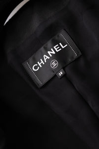 CHANEL 22C Black Sequin Glitter Stretch Jersey Jacket 38 40 42 シャネル ブラック スパンコール グリッター ストレッチ ジャージー ノーカラー ジャケット 即発