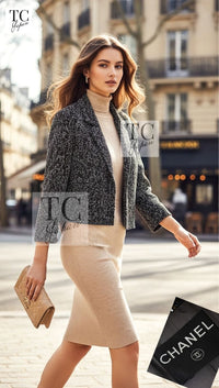 CHANEL 99S Brown Olive Navy Cotton Beaded Evening Party Jacket 40 42 シャネル ブラウン オリーブ ネイビー ビーズ イブニング パーティー ジャケット 即発