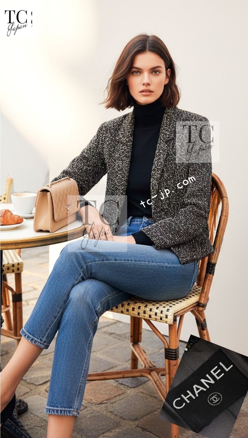 CHANEL 99S Brown Olive Navy Cotton Beaded Evening Party Jacket 40 42 シャネル ブラウン オリーブ ネイビー ビーズ イブニング パーティー ジャケット 即発