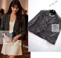 CHANEL 99S Brown Olive Navy Cotton Beaded Evening Party Jacket 40 42 シャネル ブラウン オリーブ ネイビー ビーズ イブニング パーティー ジャケット 即発 - TC JAPAN