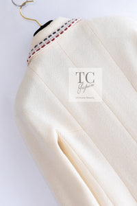 CHANEL 18PA Ivory Braid Trim Wool Jacket Coat 36 シャネル アイボリー ブレード トリム ウール ジャケット 即発