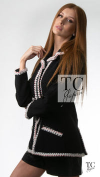 CHANEL 18PA Dark Navy Red Ivory Tricolor Braid Trim Wool Tweed Jacket Coat 36 38 シャネル ダーク ネイビー レッド アイボリー トリコロール ブレード トリム ウール ジャケット コート 即発 - TC JAPAN