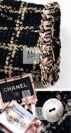 CHANEL 21S Black Beige Silk Cotton Tweed Jacket Silver Chain Trim No.5 Button 38 シャネル ブラック ベージュ シルク コットン ツイード ジャケット シルバー チェーン トリム No.5 ボタン 即発