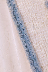 CHANEL 07S Creme Ivory Wash Blue Trim Jacket Coat 34 シャネル クリーム アイボリー ライトブルー トリミング ジャケット コート 即発