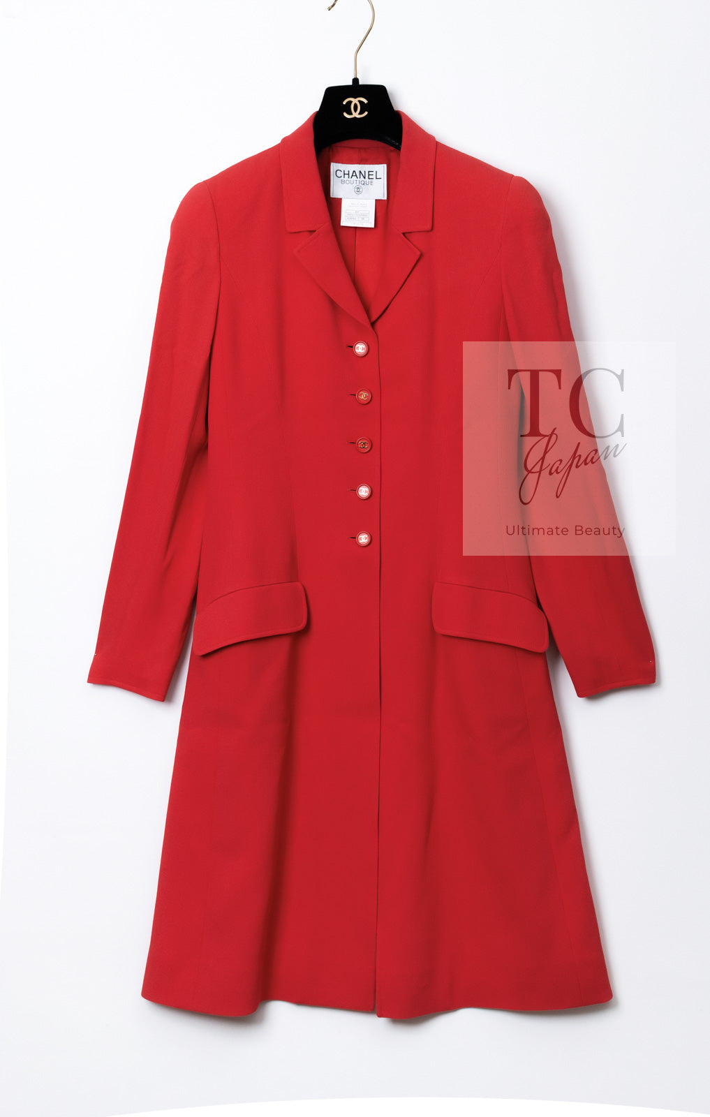 CHANEL 97S Vintage Orange Red Jacket Coat 38 シャネル ヴィンテージ オレンジレッド ジャケット コート ココボタン 即発