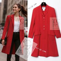 CHANEL 97S Vintage Orange Red Jacket Coat 38 シャネル ヴィンテージ オレンジレッド ジャケット コート ココボタン 即発